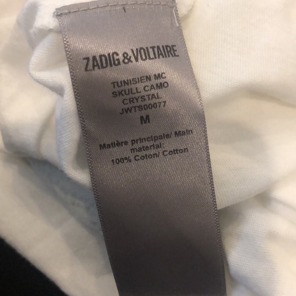 Zadig & Voltaire Tunisian MC Skull Camo Crystal White Tee Medium - Picture 7 of 7